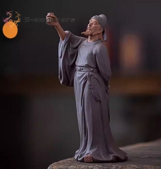 Chinese Poet Li Bai Statue Zi Sha Clay Figure