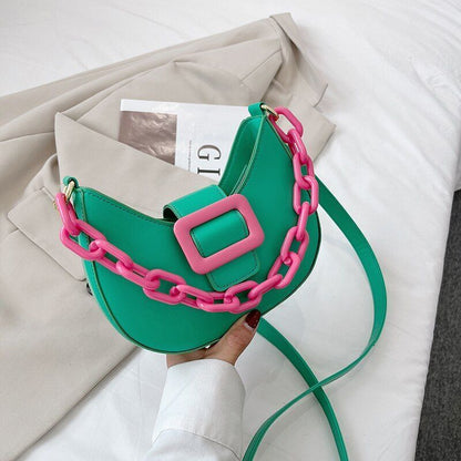 Handbag Shoulder Bag Leather Crossbody Bags Women Hit Color Messenger Bags 130CM