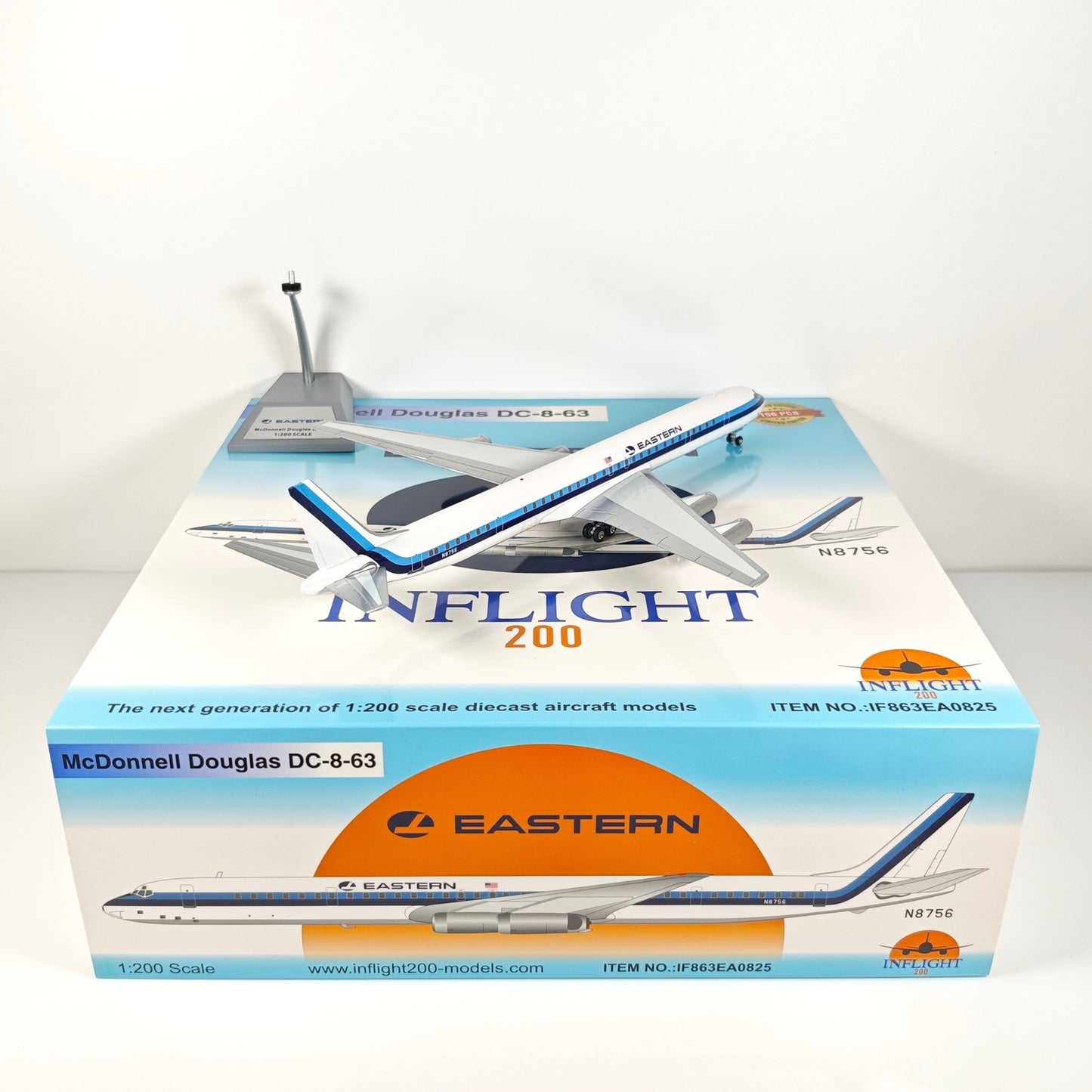 1:200 InFlight Eastern DC-8-63 N8756 Passenger Airplane Diecast Plane Model