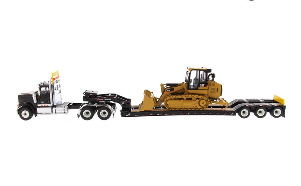 1:50 DM HX520 Tandem Day Cab Tractor XL120 Trailer &CAT963K Dozer Diecast Model