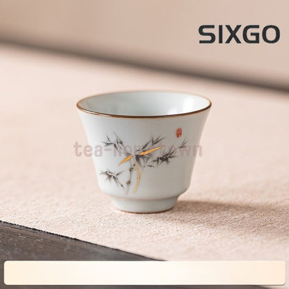 1pc Ru Kiln Tea Cup Household Ceramic Tea Cup Tea Drinking Kung Fu Tea Set