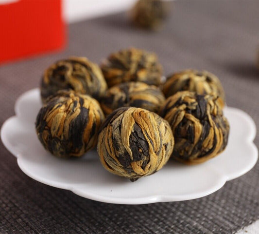 Organic Dian Hong Blooming Tea Ball Dragon Pearl Handmade Yunnan Black Tea 250g