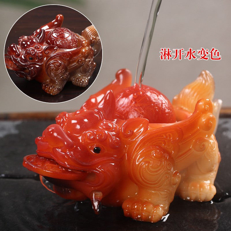 Color Changing Tea Pet Ornament Golden Toad Tea Pet Tea Play Tea Accessories
