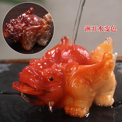 Color Changing Tea Pet Ornament Golden Toad Tea Pet Tea Play Tea Accessories