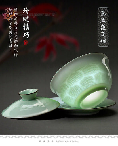 Jingdezhen Yingqing Gaiwan Pure Handmade Porcelain Sancai Tea Bowl