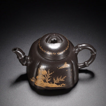 Chinese Yixing Zisha Clay Handmade Exquisite Teapot （竹韵 【底款】顾景舟）