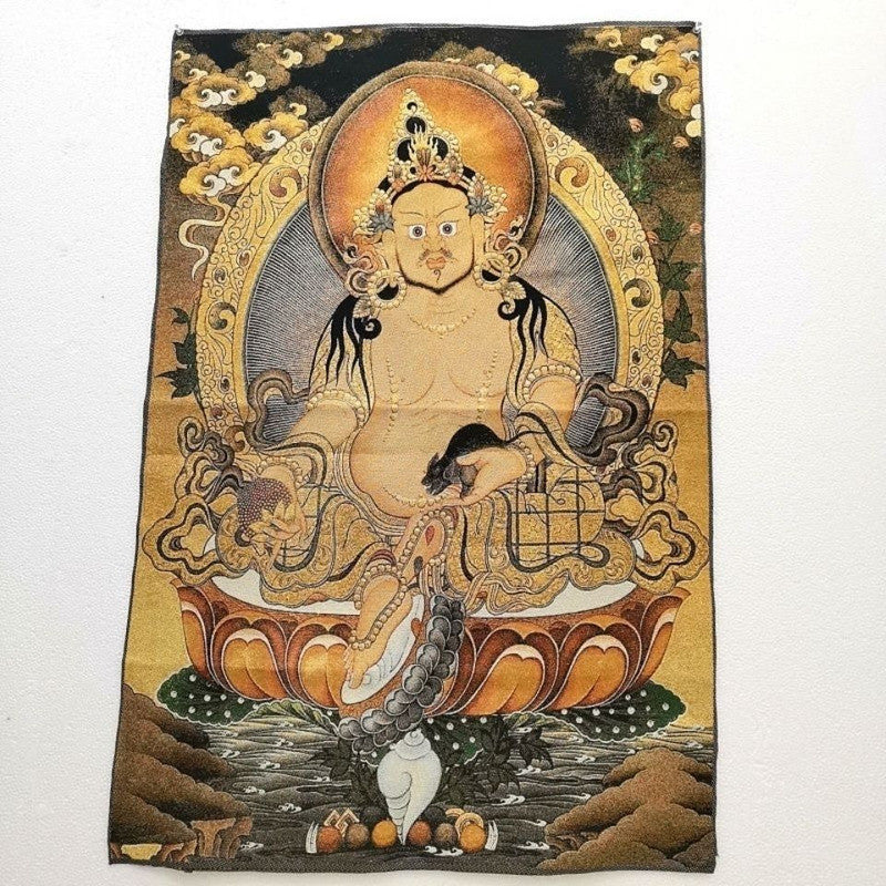 Buddha Tibet Nepal Thangka Statue Brocade Silk Embroidered Heavenly King Statue
