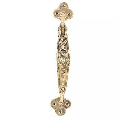 Set of 2 Antique Look Golden Brass Door Handle In Dokra Art