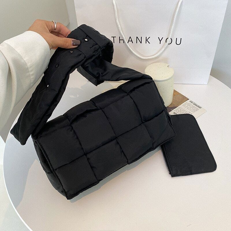 Winter Woven Cotton Women Crossbody Bag Down Shoulder Bags Women Space Handbags