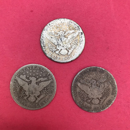 1907 1904O 1899 Barber Liberty Head Silver Half Dollar 3 Coins Money USA 美国宪法银币