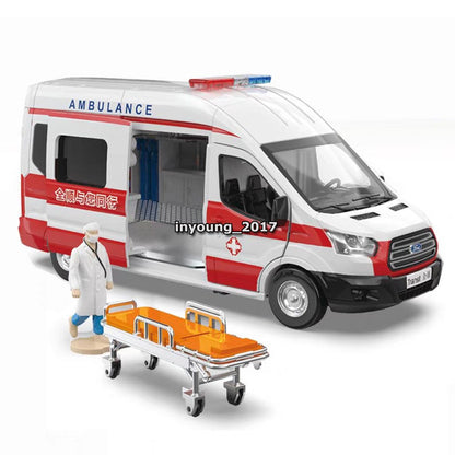 1/35 Ford Transit Model Car Ambulance Diecast Toy Cars Metal Vehicle Boys Kids