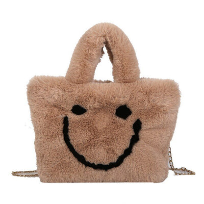 Women Handbag Buckle Shoulder Bag Cute Soft Ladies Faux Fur Bag Party Little 1PC