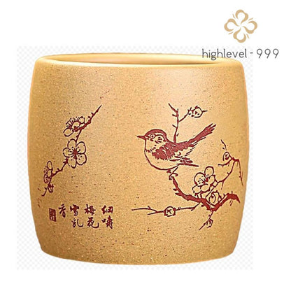 100ml Yixing Purple Clay Handcarved Flowers Bird Tea Tasting Cup Kung Fu Teaware