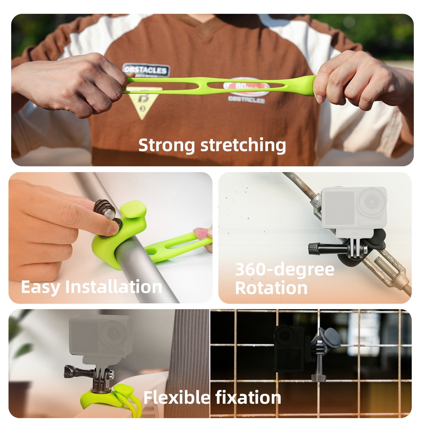 Green Flexible Mount Kit For Gopro Hero/Insta360/DJI Osmo Action/SJCAM/EKEN