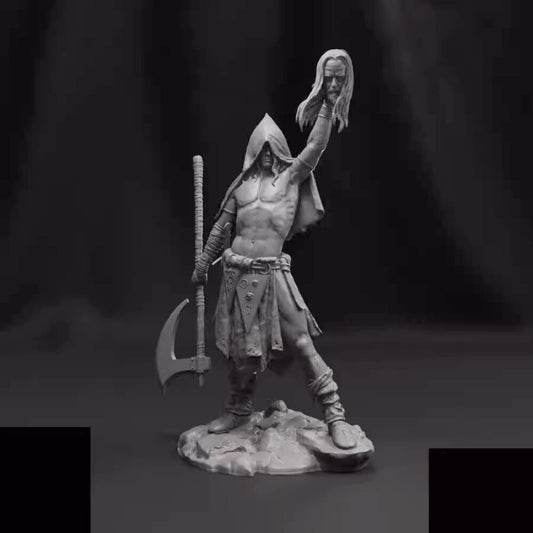 1/24 Resin Figure Model kit Fantasy Axe Male Warrior unassembled unpainted