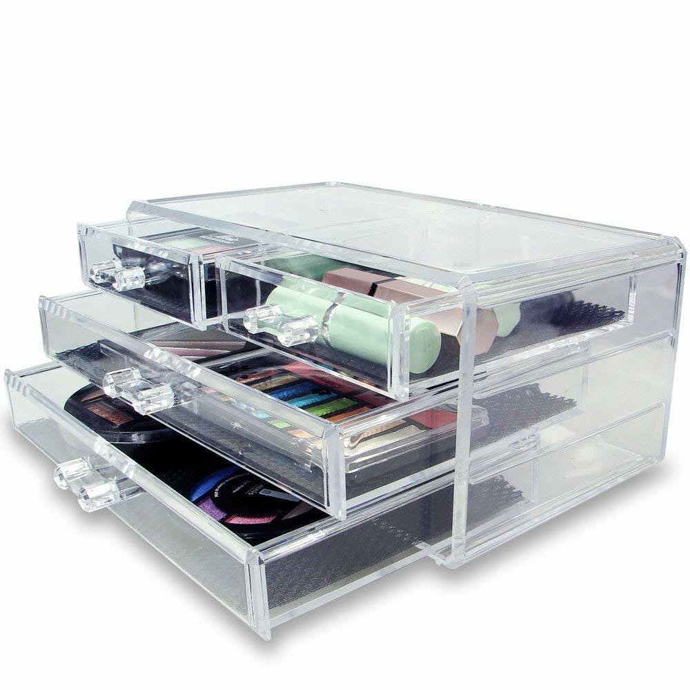 Acrylic Jewelry & Cosmetic Storage Display Box (9.5" x 5.5" x 4.5")