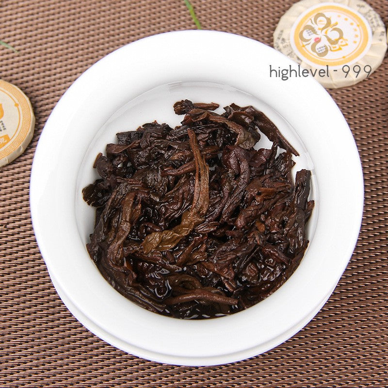 500g Ripe Pu'er Mini Tea Cake Yunnan Bingdao Ancient Tree Golden Bud Leaf Tea