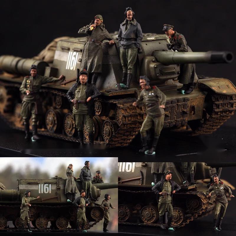 1/72 Soviet Red Army Tank Crew 6pcs Soldier Berlin 1945 Finished Model No Tank