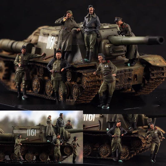 1/72 Soviet Red Army Tank Crew 6pcs Soldier Berlin 1945 Finished Model No Tank