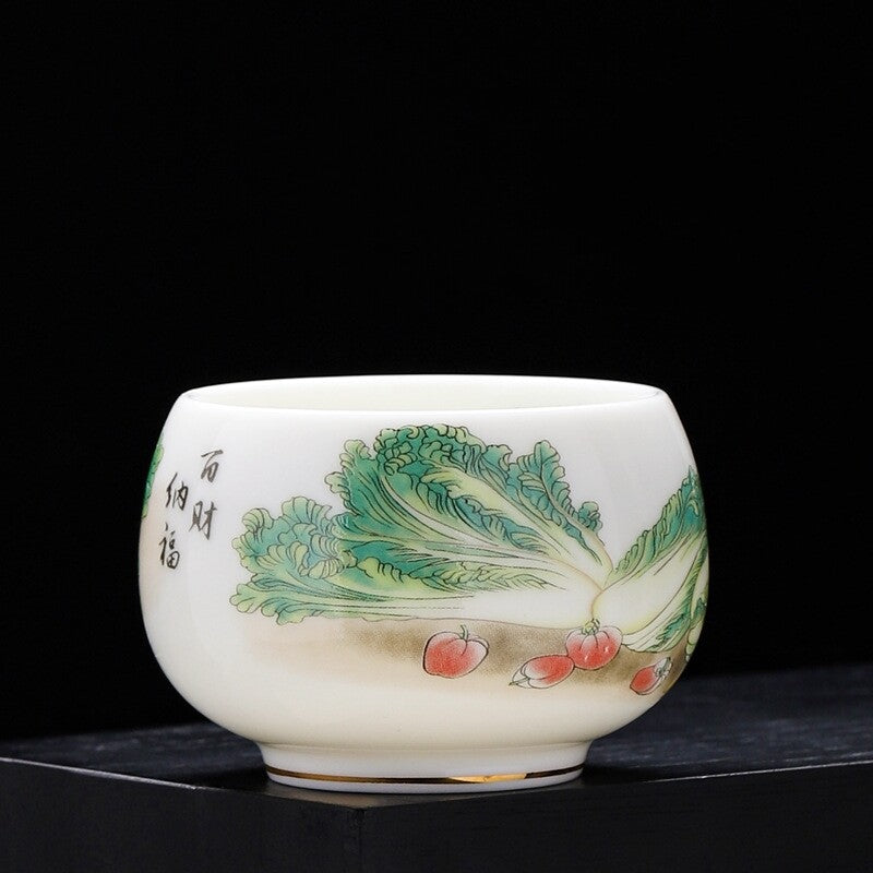 200ml Mug Fat Mutton Jade Porcelain Tea Cup Chinese Kungfu Master Cup Painted