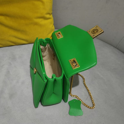 Genuine Leather Bag Handbag Golden Chain Shoulder Purse Green Tote Bag Crossbody