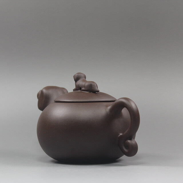 5.2”Chinese Yixing Zisha Pottery Purple Clay Handmade Zodiac Animal Dog Teapot