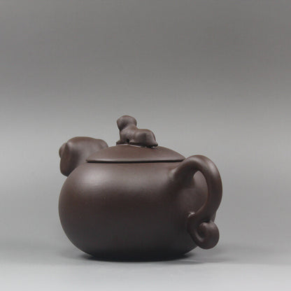 5.2”Chinese Yixing Zisha Pottery Purple Clay Handmade Zodiac Animal Dog Teapot