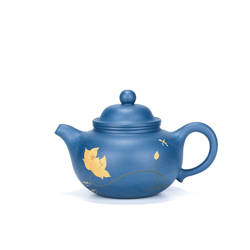 China Yixing Zisha Pottery Celeste Clay Handmade 250cc Lotus Teapot