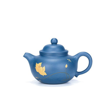 China Yixing Zisha Pottery Celeste Clay Handmade 250cc Lotus Teapot