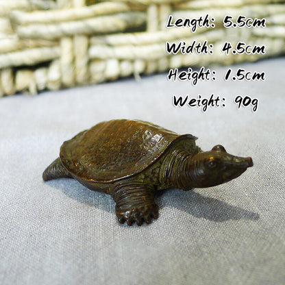 Antique Bronze Soft-shelled Turtle Statue TeaPet Handmade Copper Figurines Decor