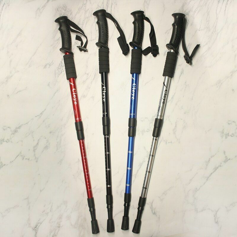 Outdoor Hiking Walking Sticks Telescopic Trekking Climbing Poles Cane Rubber Tip