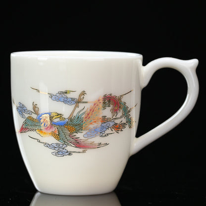 On Sales Porcelain Teacup With Handle Chinese Office Cup Ceramic Butterfly 100ml