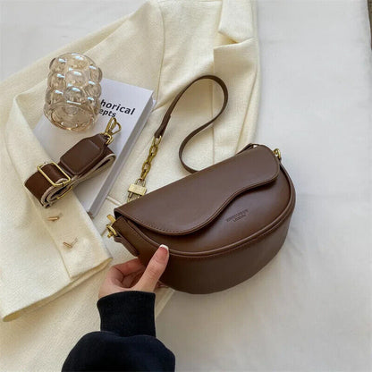 Women's PU Small Shoulder Bag Fashion Simple Underarm Handbag Travel Crossbody