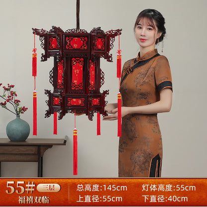 Palace Lantern Carved Wooden Chinese Lantern Balcony Red Outdoor Decoracion