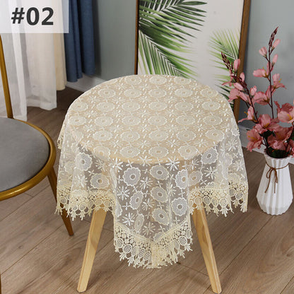 Lace Floral Embroidered Tablecloth European Style Tea Table Dust-Proof Covers