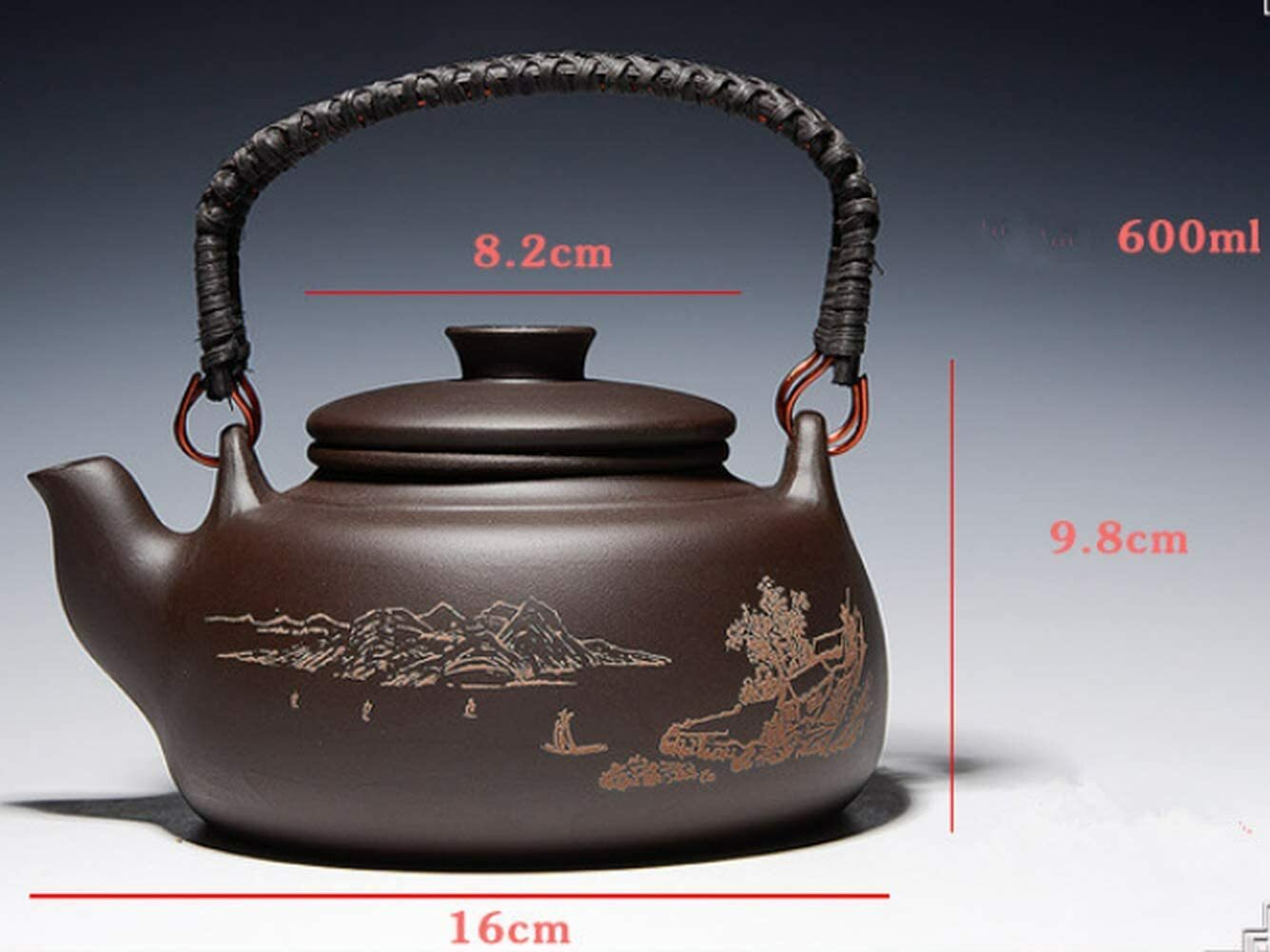 600ml Chinese Kung Fu Tea Pot Filter Creative Handle Purple Clay Home Teapot