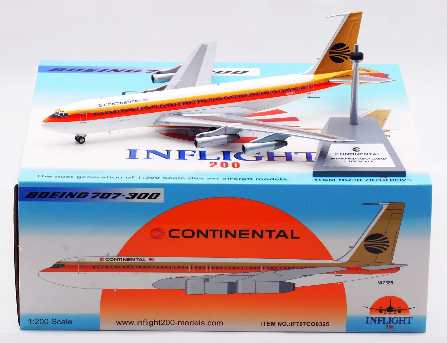1:200 InFlight Continental B707-300 Passenger Airplane Diecast Aircraft Model