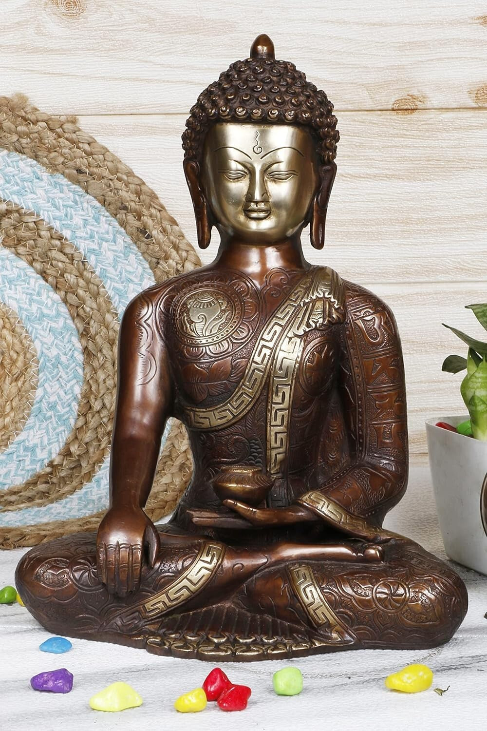 Brass Lord Gautam Buddha Idol Figurine Home Decor Vastu Feng Shui Buddhism