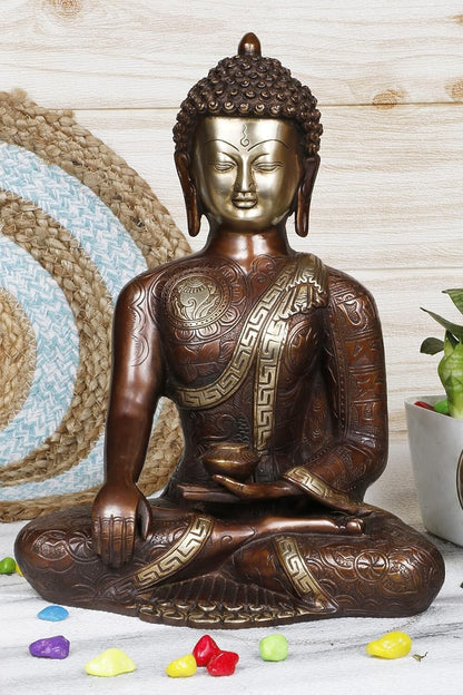 Brass Lord Gautam Buddha Idol Figurine Home Decor Vastu Feng Shui Buddhism