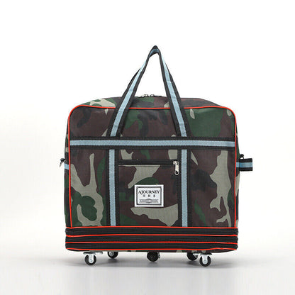 Oxford Luggage Box with Wheels Travel Bag Foldable Moving Storage Large Capacity