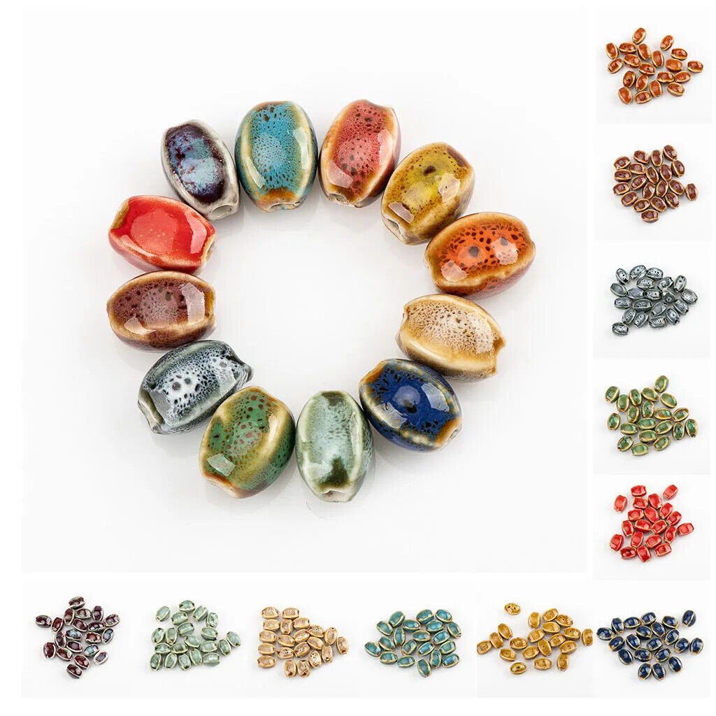Craft Beads 20Pcs Ceramic Colorful Glaze Unique Shape Jewelry Making Kit 13x10mm