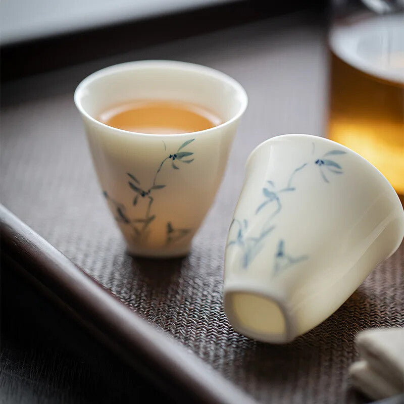 Jade Clay Orchid Single Cup Chinese Style Kungfu Tea Cup Hand-painted Tea Cup