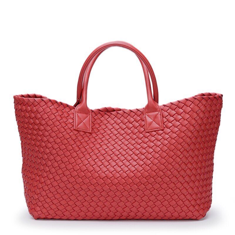 Woven Handbags Imitation Sheepskin Shoulder Bag Large Bucket Bag Women Leather
