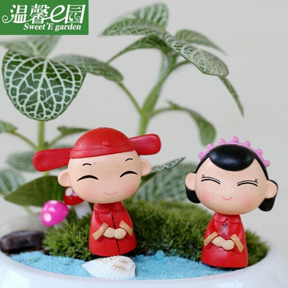 Groom Wedding Decoration Micro Landscape Ornament and 2pcs/lot Couple Doll Brid