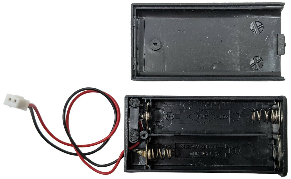 AA Battery Holder with Cover and JST Connector (Holds 2 AA Batteries)
