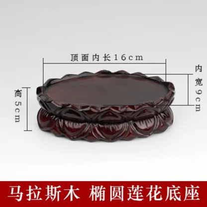 Guanyin Maitreya Lotus Oval Buddha Statue Vase Bonsai Home Decor Solid Wood Base