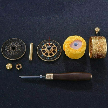 6.2'' New Tibetan Copper Hand Turn Prayer Wheel Praying Wheel Om Mani Padme Hum