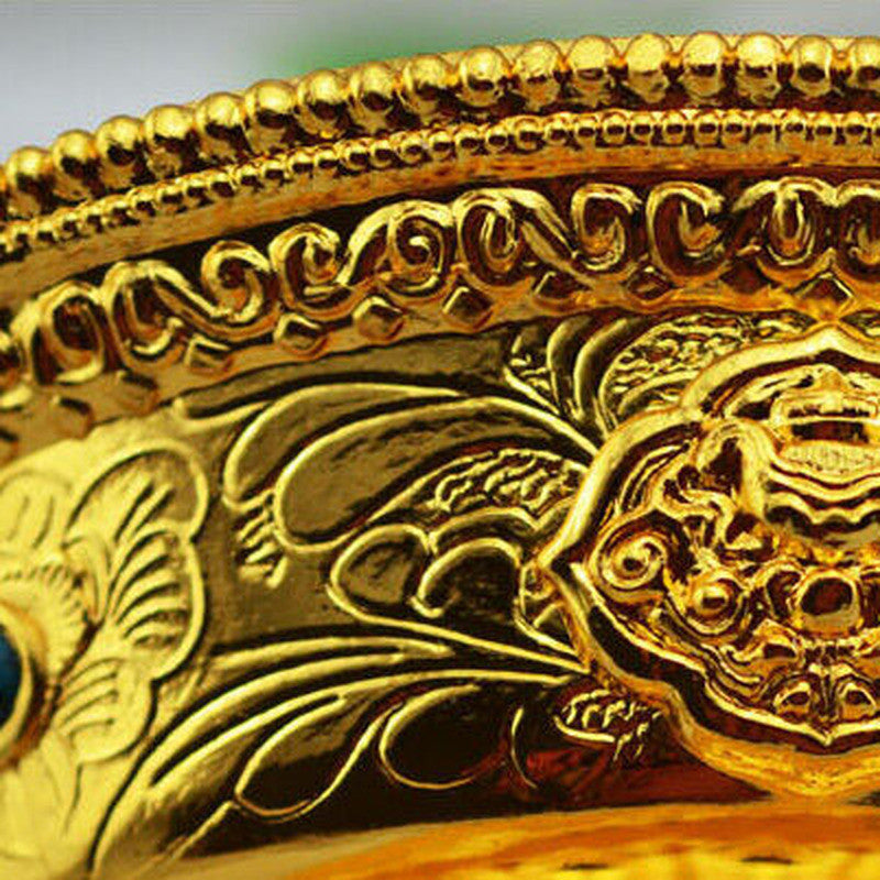 4.5inch Altar Golden Gilt Fruit Jewelry Statue Buddhism Offering Lotus Plate