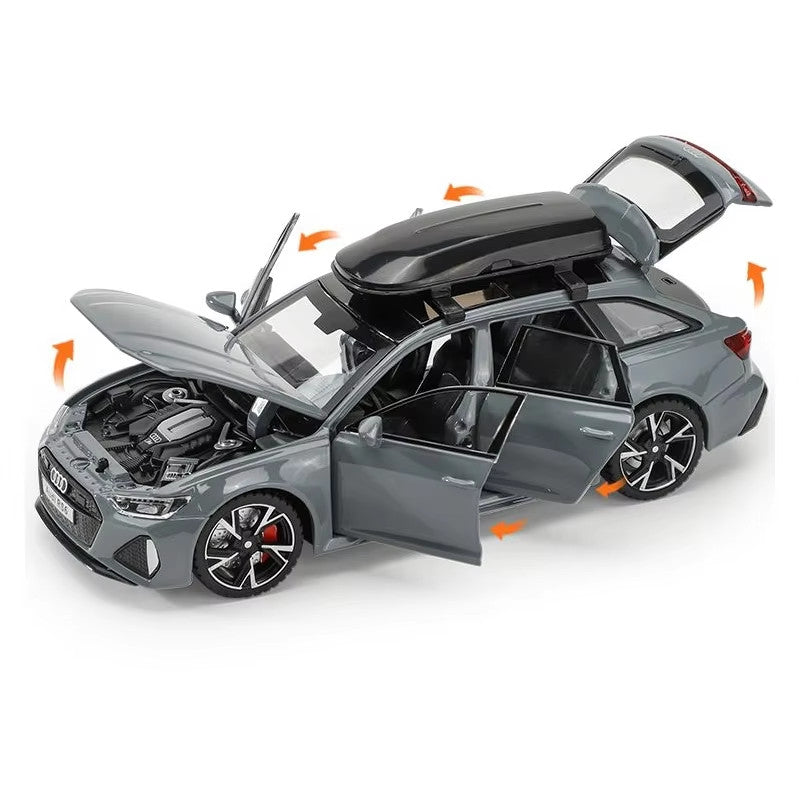 1/32 Audi RS6 Miniature Diecast Toy Car Model Sound & Light Doors Openable Educa