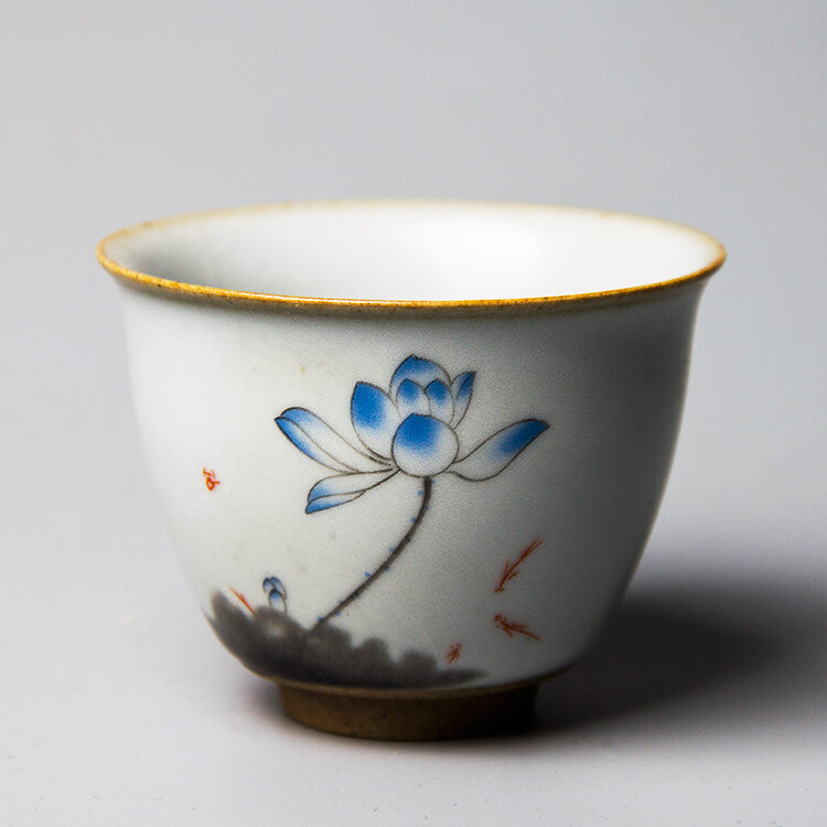 Ruyao Crackle Glaze Porcelain Tea Cup Handpainted Cup Antique Style Chinese Cup